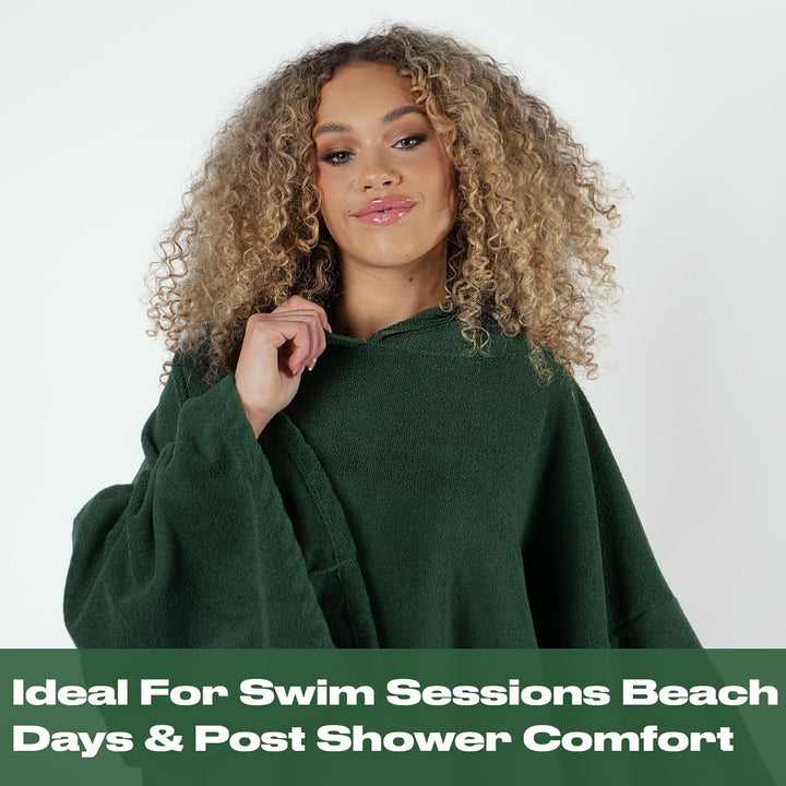 Brentfords Handtuch Poncho Erwachsene Kapuze Gross Bad Schwimmen Surf Strand Absorbent Microfiber Ch
