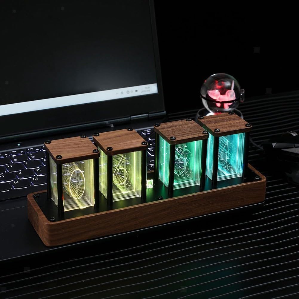Digitale Nixie-Röhrenuhr, 8 Anzeigemodi, RGB-Vollfarb-LED-Schreibtischuhr, USB-betrieben, Farbwechse