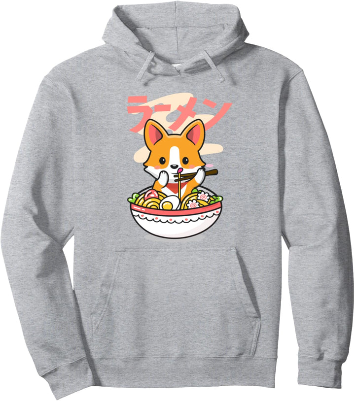 Kawaii Ramen Schale Japanische Nudeln Niedlich Anime Hund Corgi Pullover Hoodie