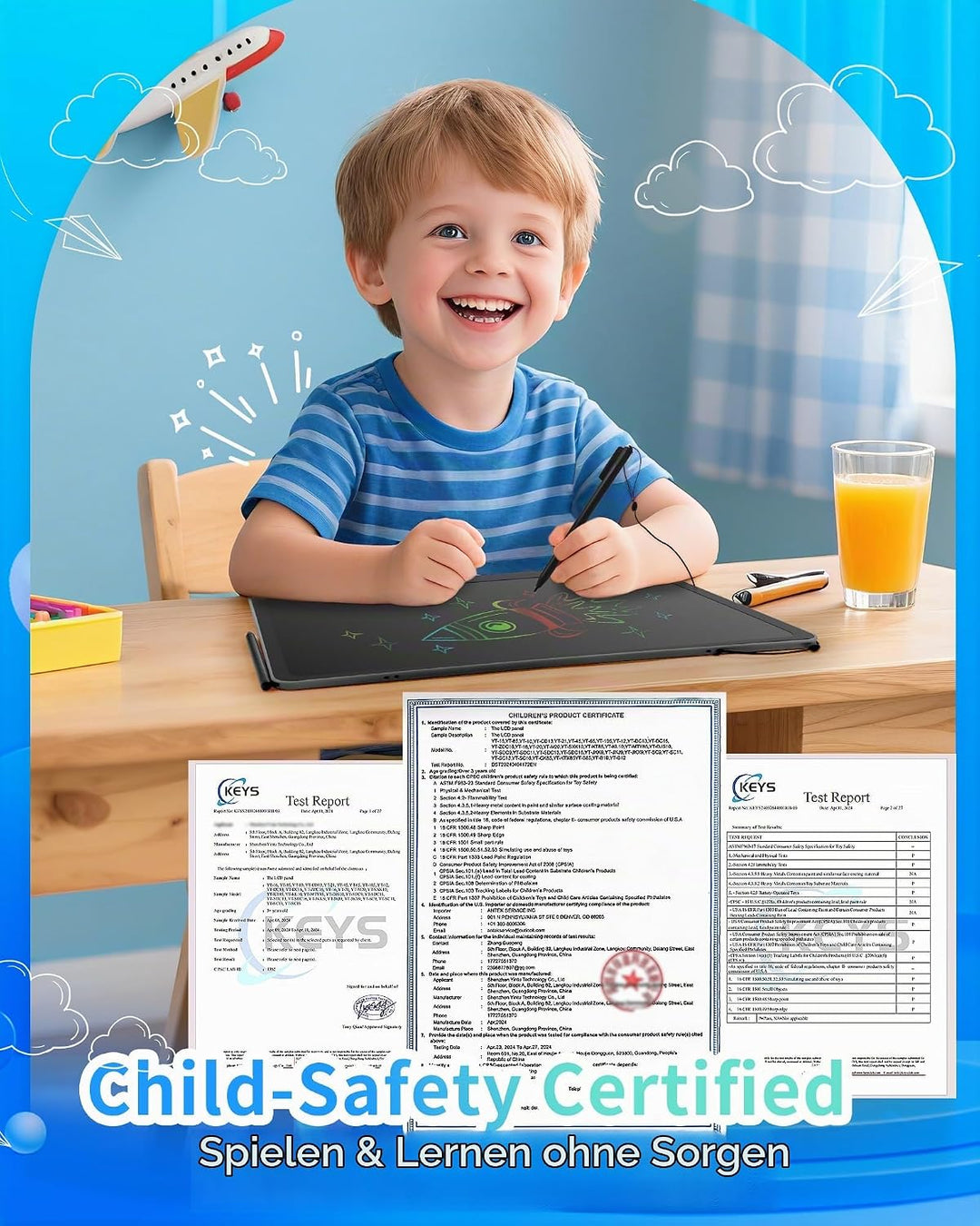 Wiederaufladbares LCD-Schreibtablett für Kinder, 40,6 cm, buntes Zeichentablett, pädagogisches Klein