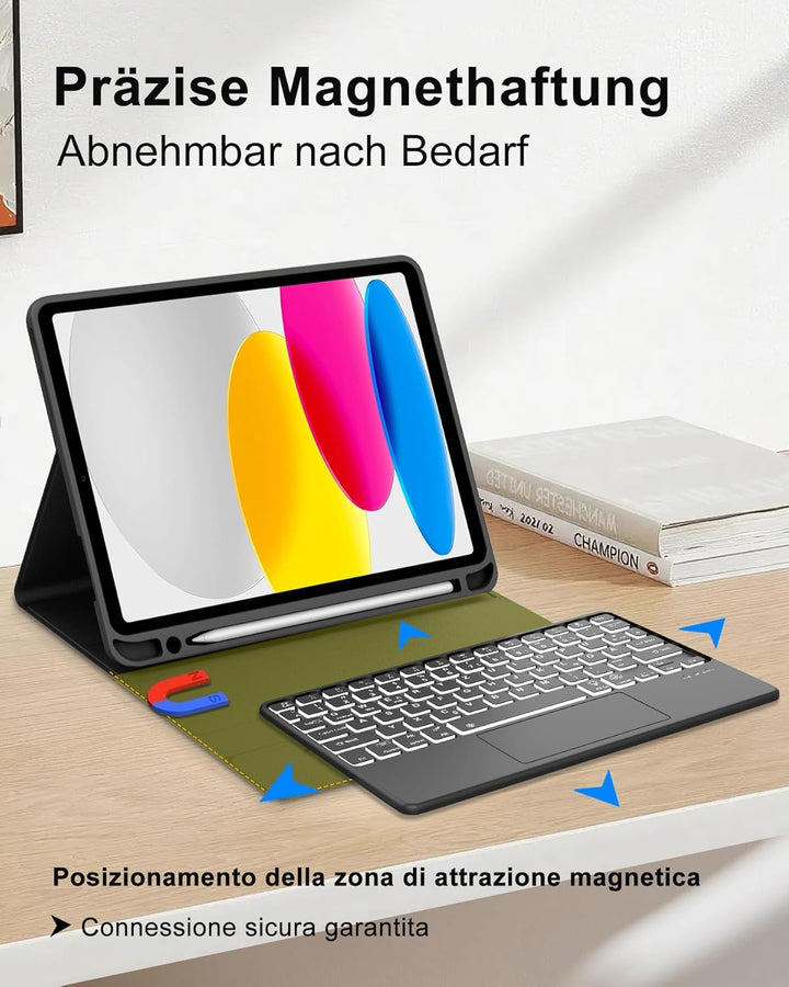 Für iPad 11. Gen A16 Hülle mit Touchpad & Beleuchtung QWERTZ | Für iPad 11 Hülle mit Tastatur - Mit