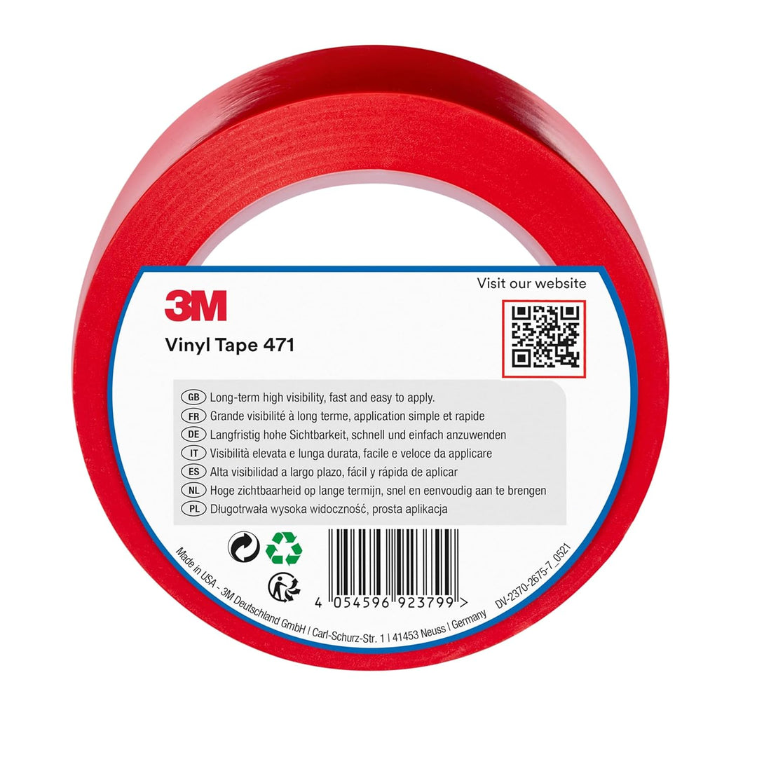 3M 471 Hochwertiges Weich-PVC-Klebeband, 50 mm x 33 m, Rot Rot 50mm x 33M Langfristig hohe Sichtbark