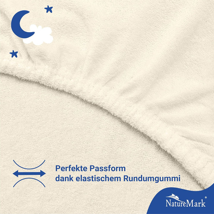 NatureMark 2er Pack Kinder FROTTEE Spannbettlaken, Spannbetttuch kuschelig weich, für Babybett und K