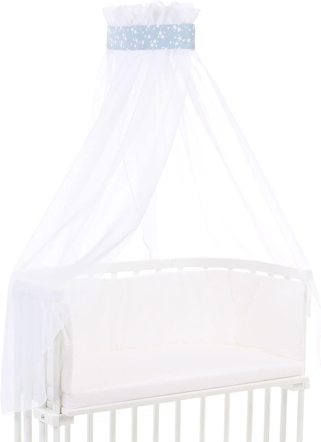 babybay Himmel Piqué mit Band passend für alle Modelle bis 96 cm Länge, azurblau Sterne weiss, Azurb