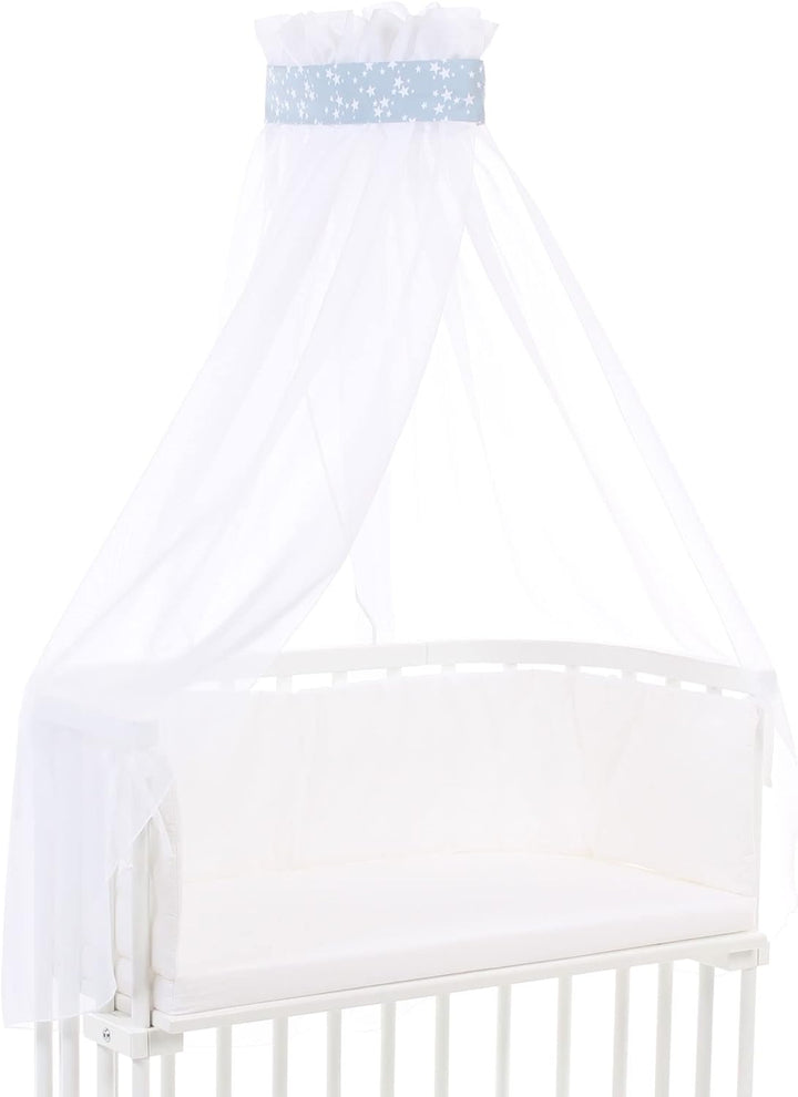 babybay Himmel Piqué mit Band passend für alle Modelle bis 96 cm Länge, azurblau Sterne weiss, Azurb