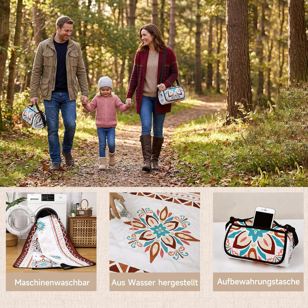 HAUSPROFI Picknickdecke Wasserdicht & Isoliert 200x200 cm Grosse Picknick Decke mit 3 Lagen Camping