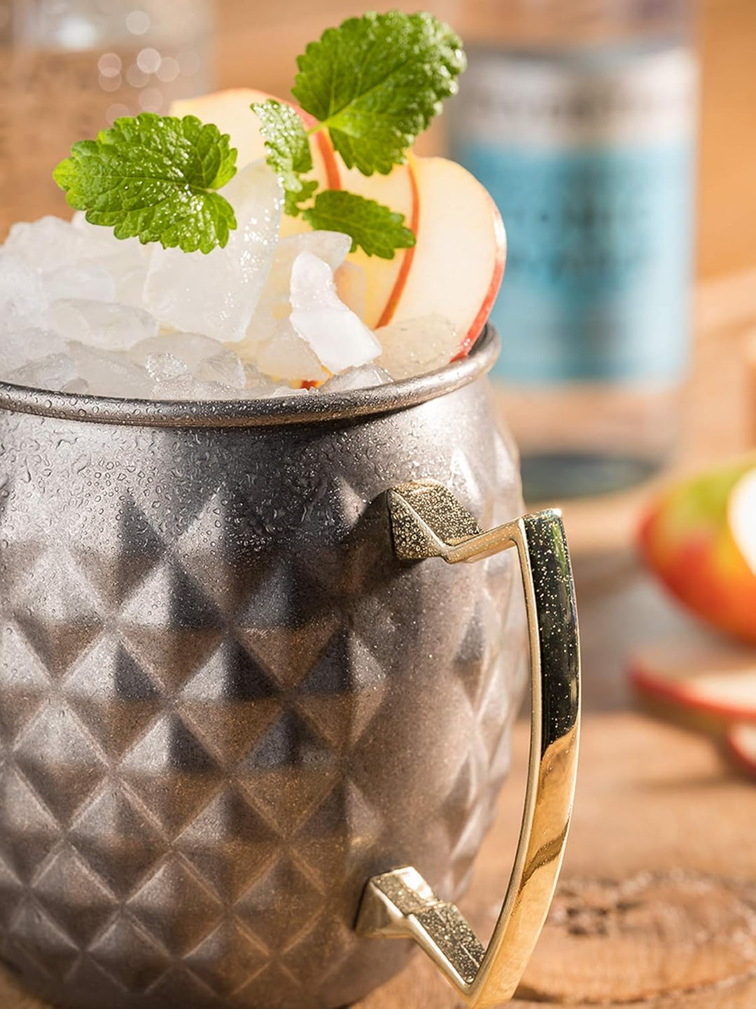 2 Moscow Mule Becher, 500 ml, hochwertige Edelstahl-Becher mit Ananas Struktur, lebensmittelecht, Pi