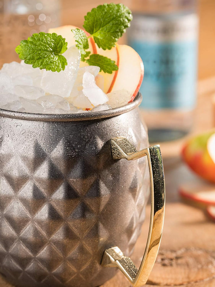 2 Moscow Mule Becher, 500 ml, hochwertige Edelstahl-Becher mit Ananas Struktur, lebensmittelecht, Pi