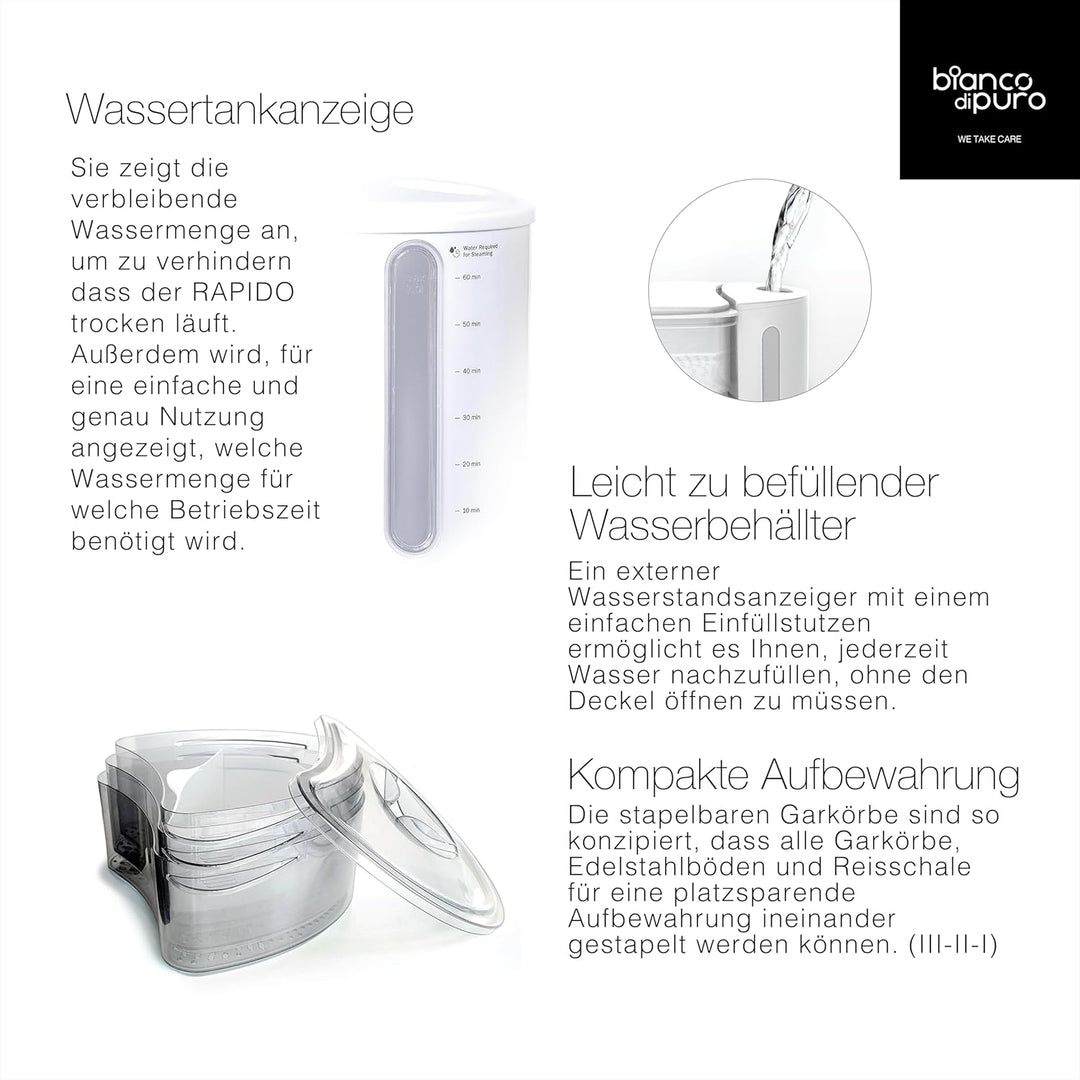 bianco di puro® Dampfgarer Rapido - 50% schneller als andere Systeme durch die STRIX-Dampftechnologi