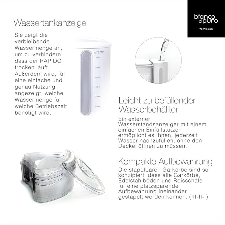 bianco di puro® Dampfgarer Rapido - 50% schneller als andere Systeme durch die STRIX-Dampftechnologi