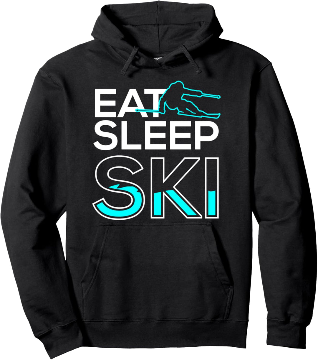 Eat Sleep Ski Repeat Motiv für einen Skifahrer Pullover Hoodie