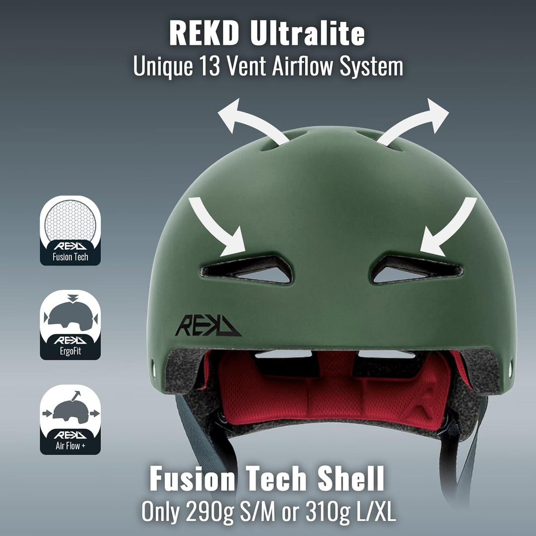 REKD Ultralite In-Mold Helmet Skateboardhelm, Unisex, Erwachsene 53-56 cm Grün (Green), 53-56 cm Grü