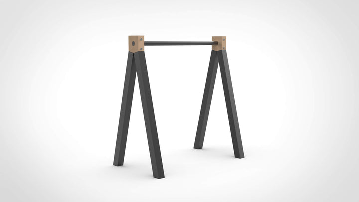 Nordlinger Aspen Designbock, gebeiztes Holz, Metall