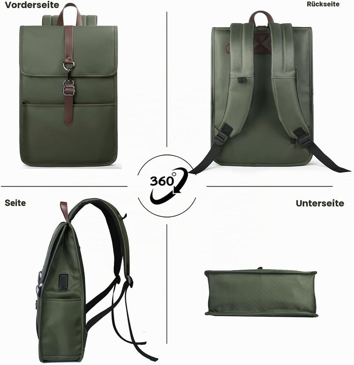 Laptop Rucksack Herren Damen, Rucksack mit Laptopfach mit USB-Anschluss für 15,6 Zoll Laptop, Elegan