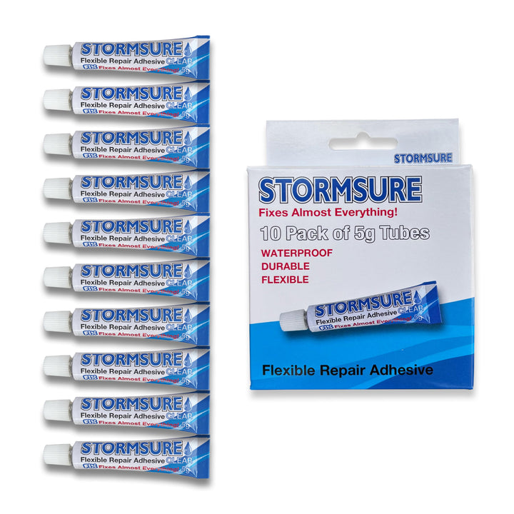 Stormsure Flexible Repair Adhesive Pack: 10 x 5 g transparente Tuben zur Reparatur von Outdoor-Gerät