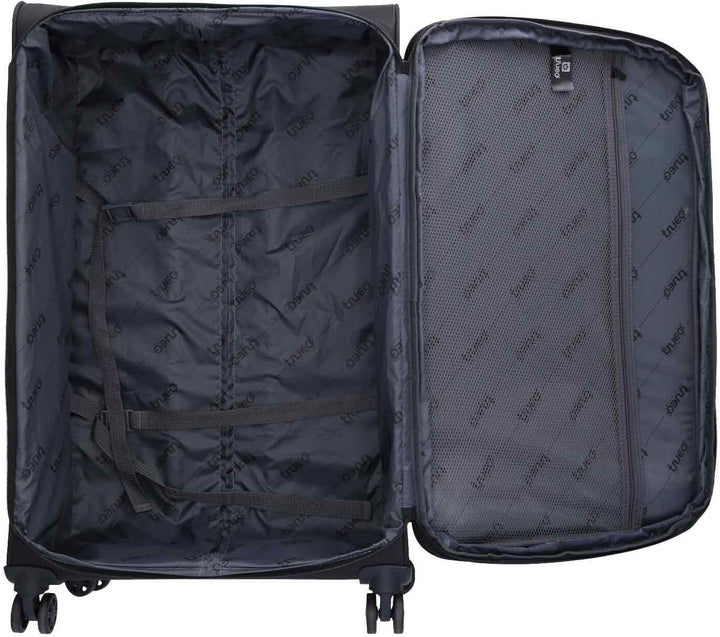 TheTrueC 4 Rollen Koffer Superlight 77cm Kopenhagen, Reissverschlussteiler|Kratzfest, Black