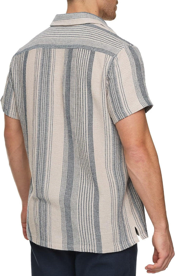 Indicode Herren INCosby Kurzarmhemd mit Button-Down-Kragen | Herrenhemd gestreift Kurzarm Hemd M Bei