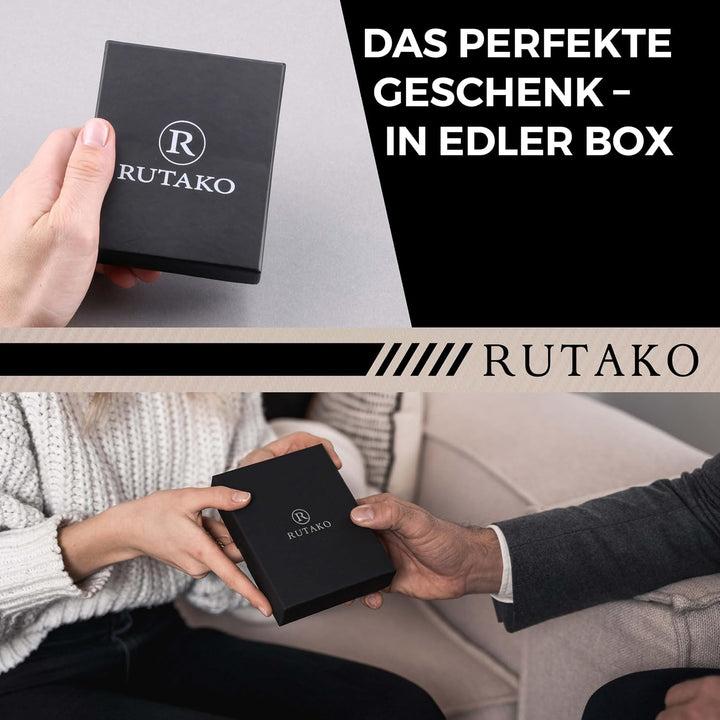 RUTAKO Leder Geldbörse Herren mit RFID Schutz I Portemonnaie Gross mit Münzfach I 12 Fächer I Echtle