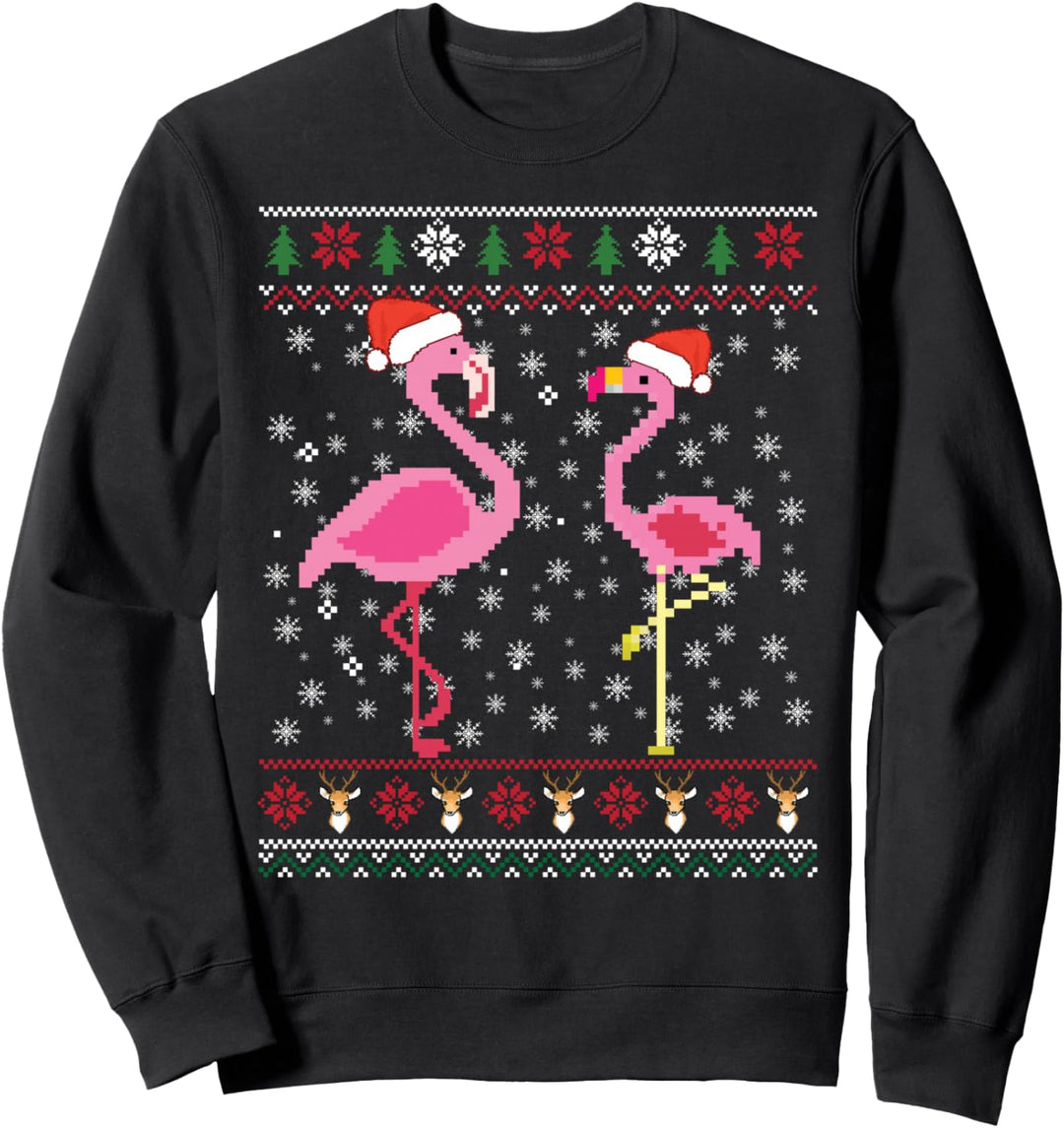 Lustiger Flamingo Tangled Ugly Sweater Weihnachten, niedlicher Flamingo Sweatshirt