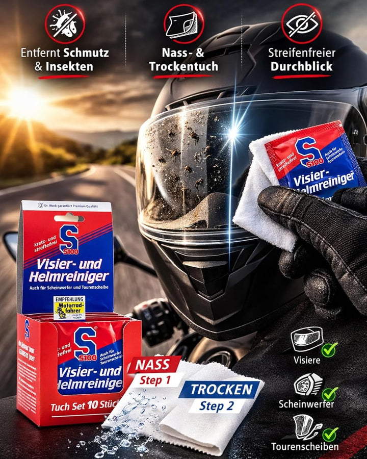 S100 Visier- und Helmreiniger Tuch Set 10 Stück