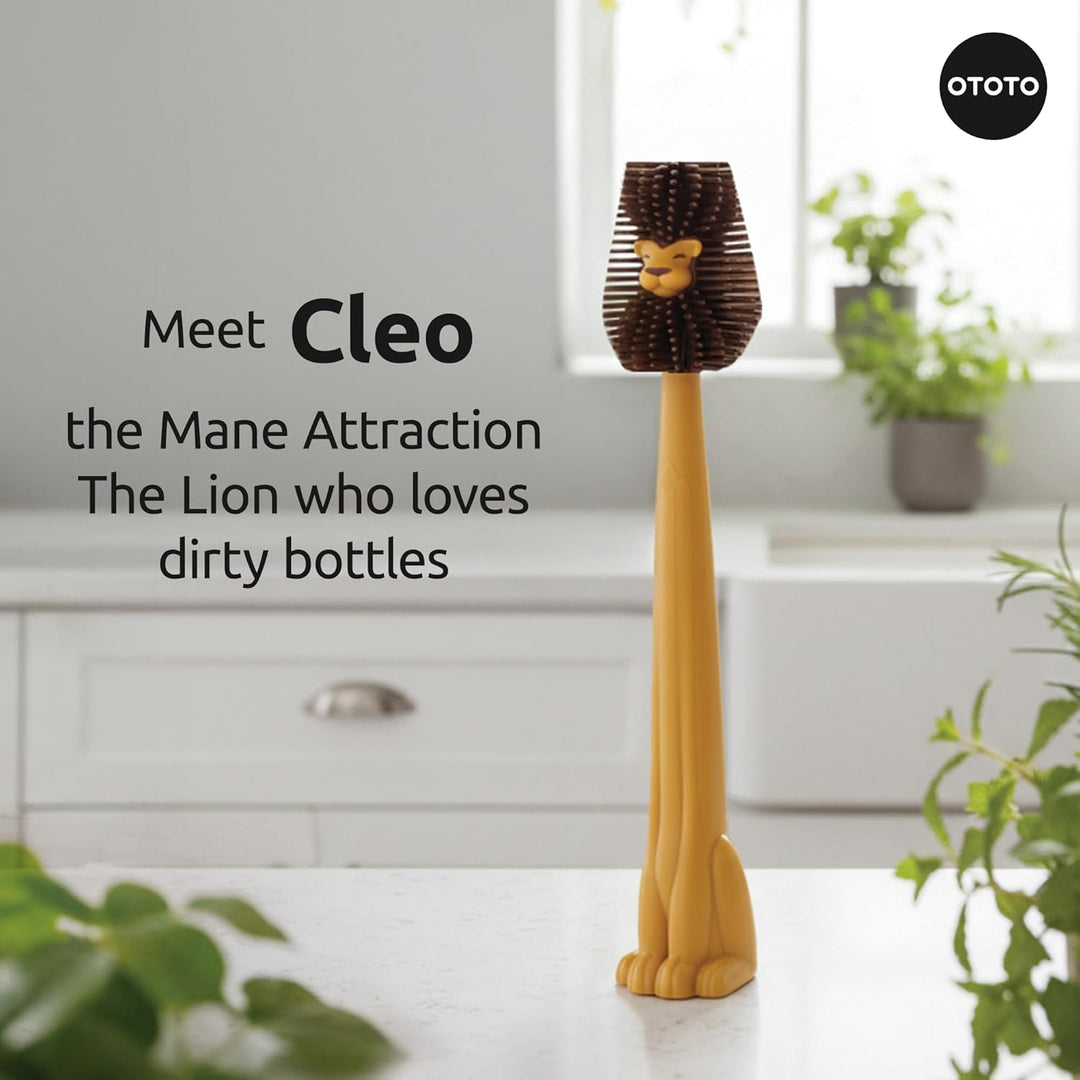 OTOTO Cleo Lion – Silikon Flaschenbürste im Löwen-Design – Süsse Reinigungsbürste für Babyflaschen &amp;
