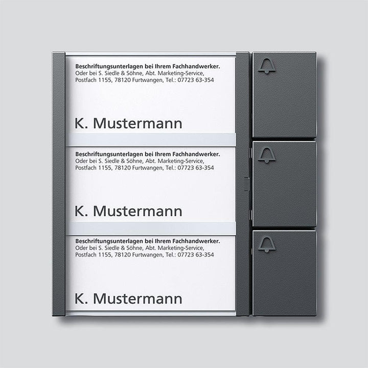 Siedle 4919389 Tastenmodul 3 Tasten 1 und N-System, TM 612-3 Dg, dunkelgrau glimmer