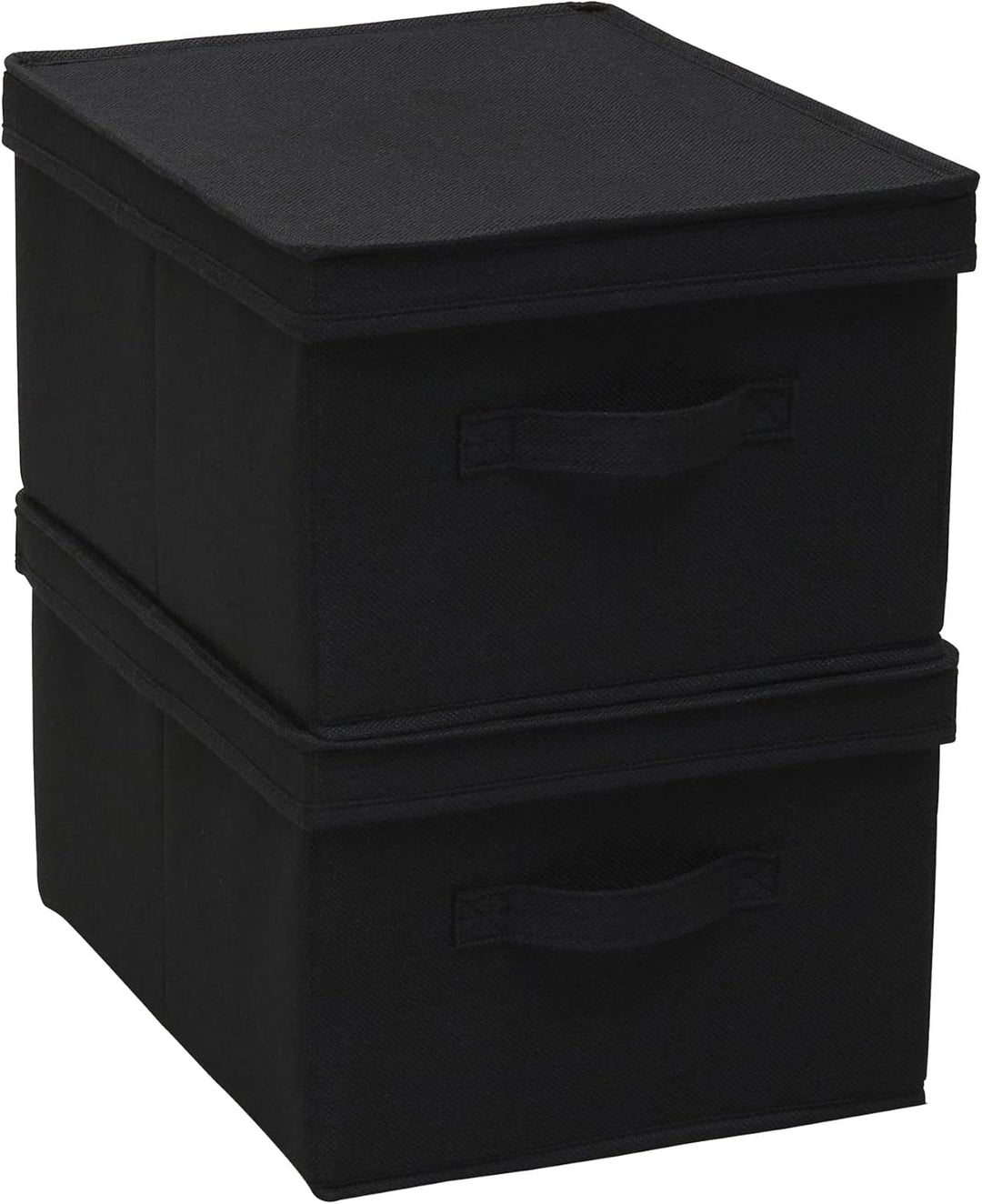 Household Essentials Grosse Aufbewahrungsbox aus Stoff, mit Deckelbox, Schwarz, 2 Stück Schwarz Larg