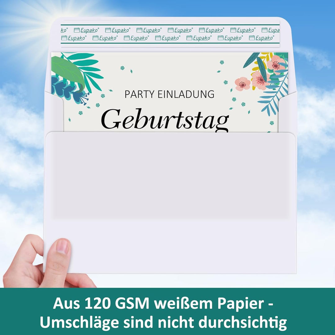 Eupako Briefumschläge DIN C7, Weiss, 250 Stück mit Abziehstreifen, Hochzeit Einladung, Geburtstagska