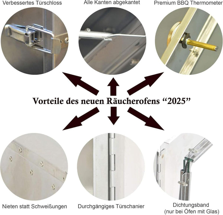 Massiver Edelstahl Räucherofen/Räucherschrank - 80 cm Höhe - in Deutschland gefertigt + Elektro Set