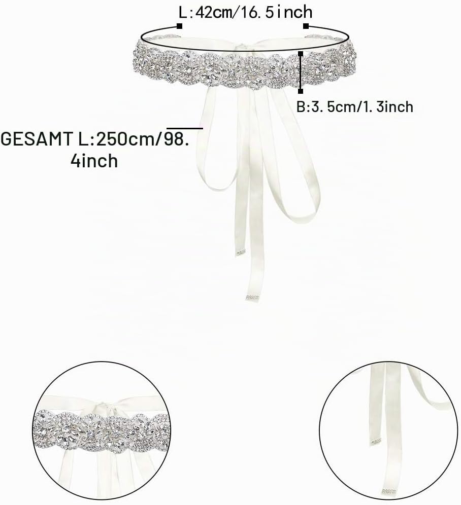 EVER FAITH Braut Gürtel Hochzeit Kristall Schärpe für Brautjungfernkleider Brautkleid Ballkleid Aben