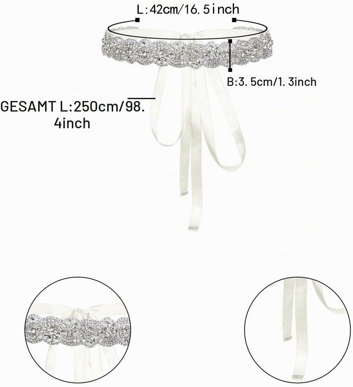 EVER FAITH Braut Gürtel Hochzeit Kristall Schärpe für Brautjungfernkleider Brautkleid Ballkleid Aben