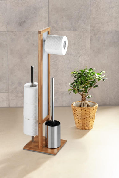 WENKO Stand WC-Garnitur Rivalta, mit integriertem Toilettenpapierhalter und WC-Bürstenhalter, aus ec