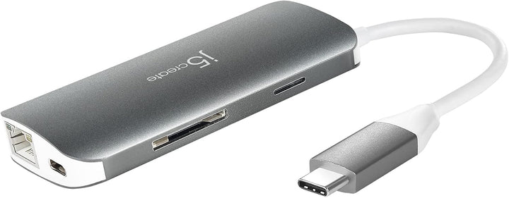 j5create Multi USB-C 9-in-1 Adapter HDMI/Ethernet/USB 3.1, SD und MicroSD/PD 3.0 | HDMI 4K für MacBo