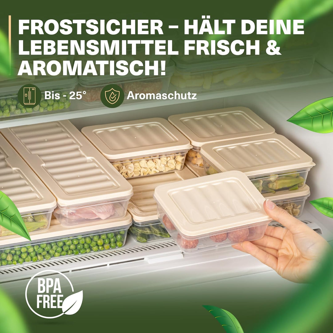 Viwares Stapelbare Gefrierdosen 10er Set, Gefrierfach & Kühlschrank Organizer mit Deckel, Frostfest