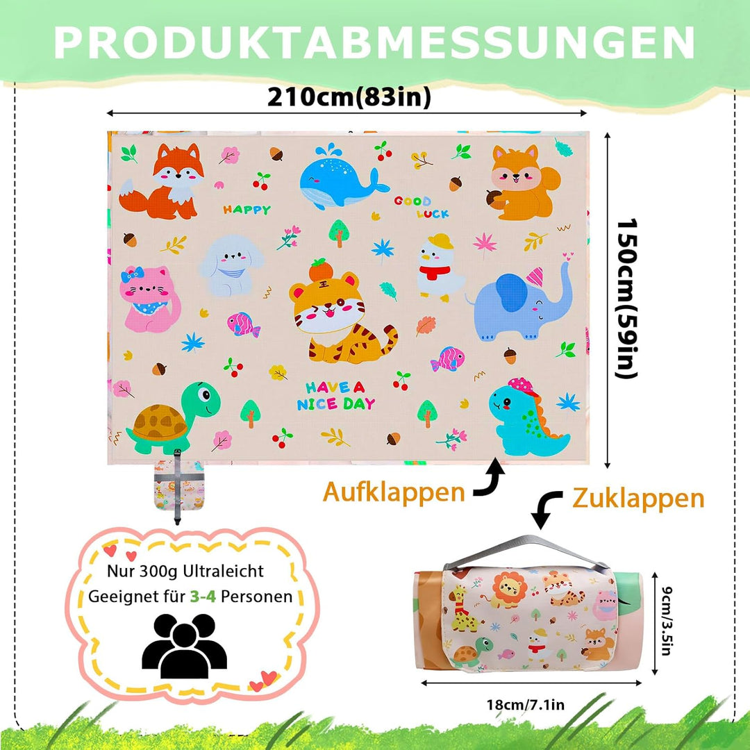 Picknickdecke Klein 150x210cm Wasserdichte Stranddecke Sandfrei Ultraleicht Tragbare Strandmatte für