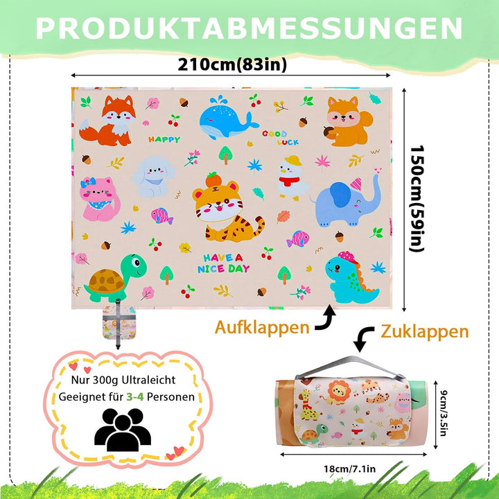 Picknickdecke Klein 150x210cm Wasserdichte Stranddecke Sandfrei Ultraleicht Tragbare Strandmatte für
