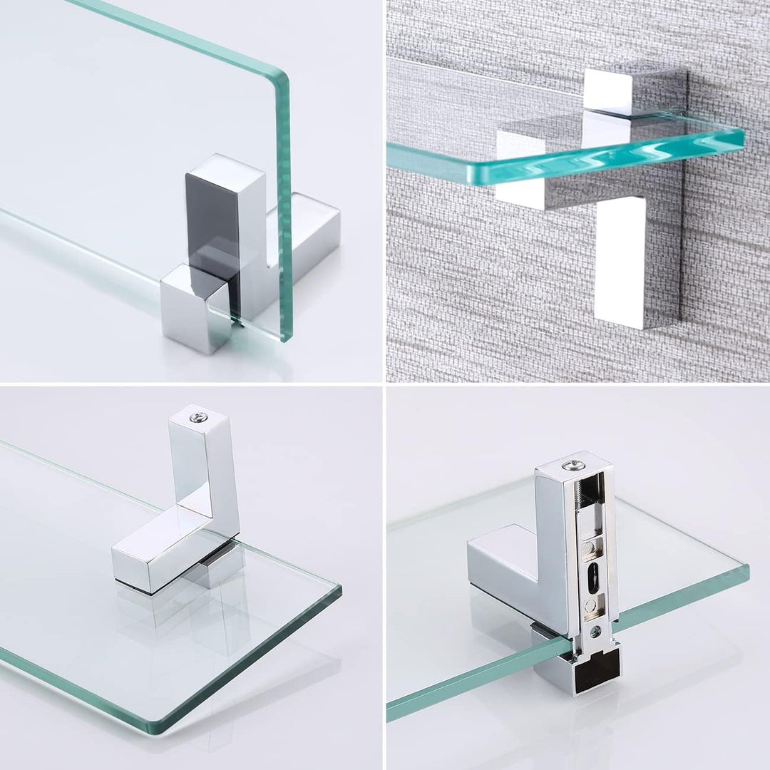 KES Duschablage Glas Glasregal Duschregal Glasablage für Badezimmer Wandregal 8mm Badregal Dusche Ab