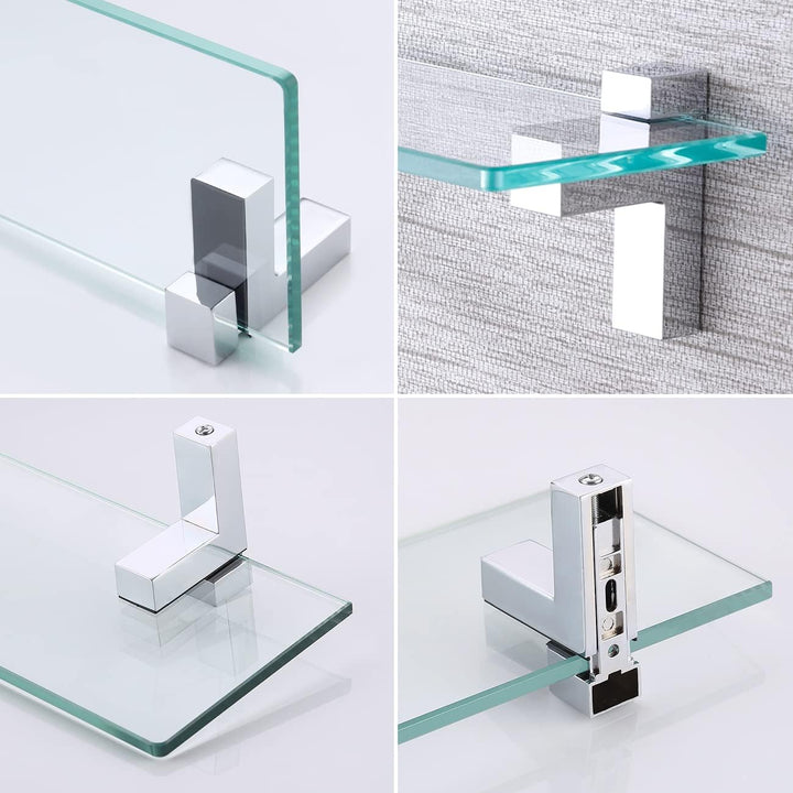 KES Duschablage Glas Glasregal Duschregal Glasablage für Badezimmer Wandregal 8mm Badregal Dusche Ab