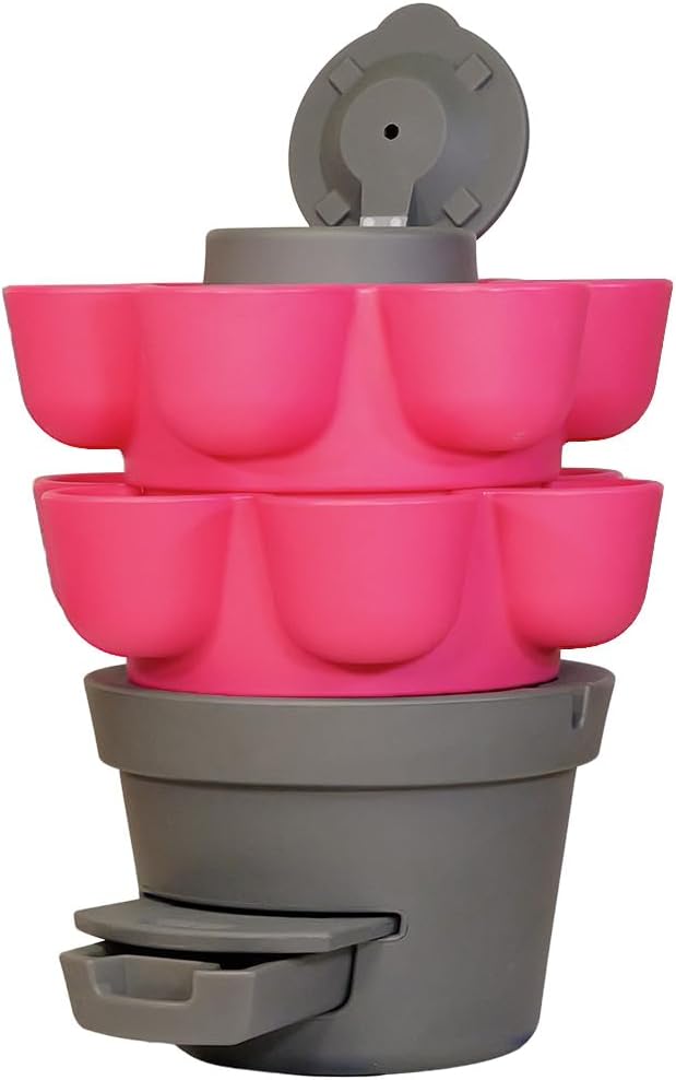 WORMgarden Fuchsie 2 Pflanzgefässe | Vertikaler Gemüsegarten mit integriertem Wurmkomposter | Legen