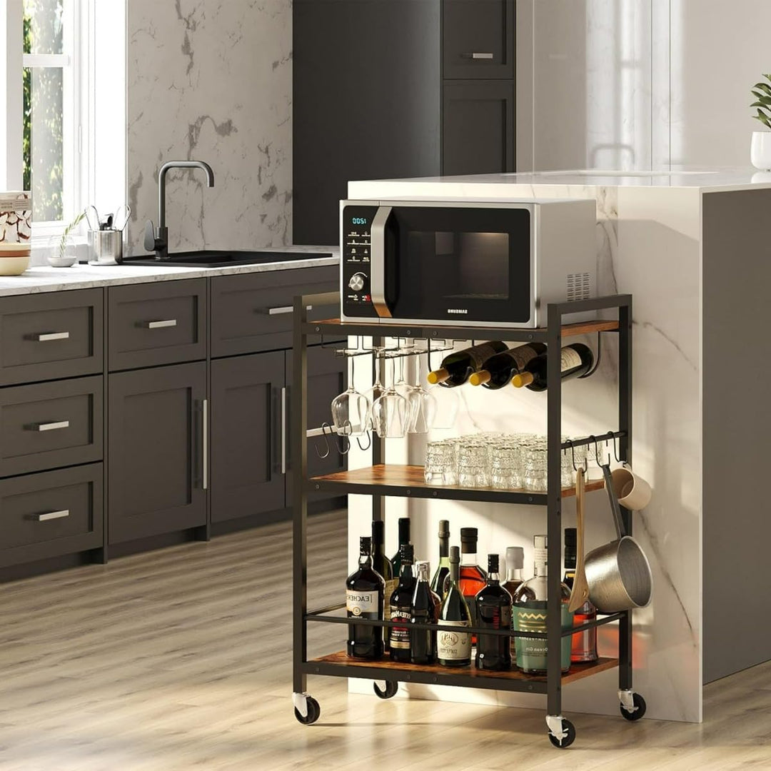 Hoppa! - Servierwagen, Barwagen - Mit Weinregal und Glashaltern – Metall – Holz – 60×33×83 cm