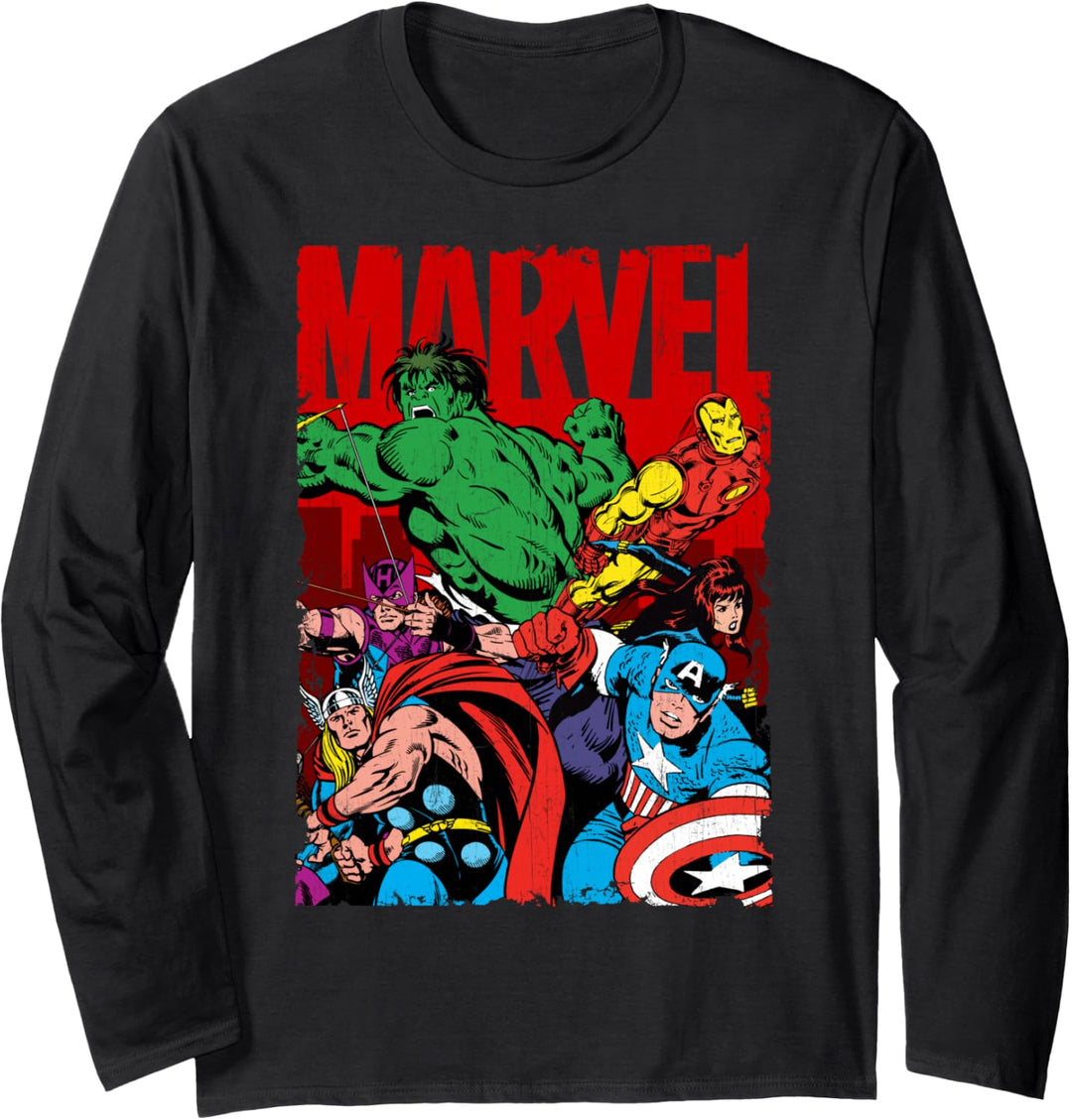 Marvel The Avengers Classic Comic Group Shot Poster Langarmshirt