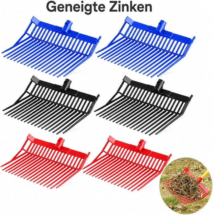 6er Set Mistgabel- und Heugabel-Ersatzköpfe, 18 geneigte Zinken, Kunststoff-Gabelkopf für Garten, St