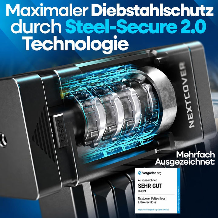 NEXTCOVER® Faltschloss Fahrrad FoldOne mit Zahlencode FoldBasic 120 cm I Zahlenschloss mit SteelSecu