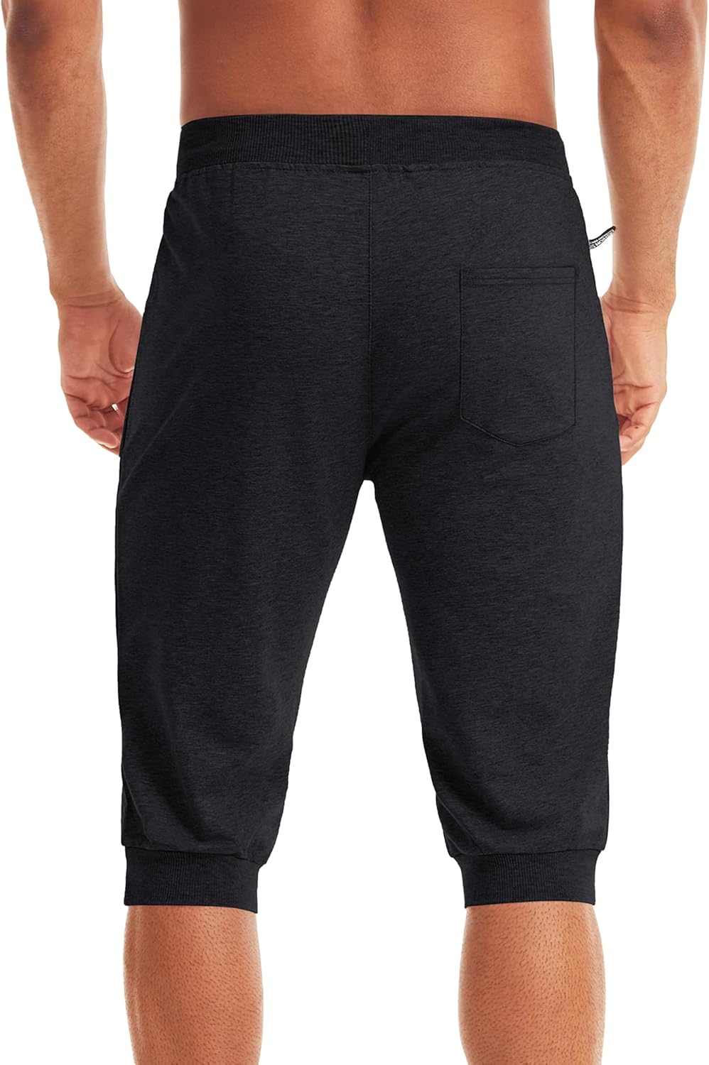 MAGCOMSEN Herren Sport Short 3/4 Trainingshose Sommer Jogging Capri mit Reissverschlusstaschen Leich