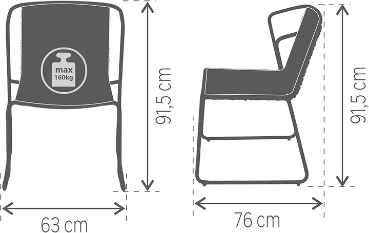 NATERIAL - 2er Set Gartenstühle LIVIA - 2 x Gartensessel - 63,5 x 58 x 80,5 cm - Stapelbar - Terrass