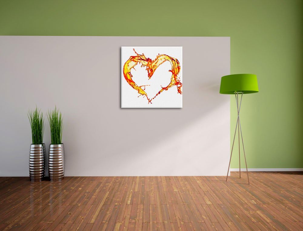 Pixxprint Oranges Herz aus Wasser als Leinwandbild Quadratisch/Grösse: 70x70 / Wandbild/Kunstdruck/f