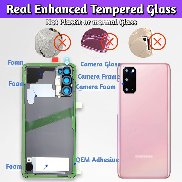 LUVSS Akkudeckel für Samsung Galaxy S20 Rückseite Glas Deckel Original Backcover Ersatz Reparatur Se