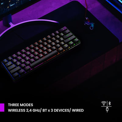 PREYON Red All Claw Gaming tastatur mit USB C, Bluetooth, 2.4 GHz - Mechanische Tastatur mit Hinterg
