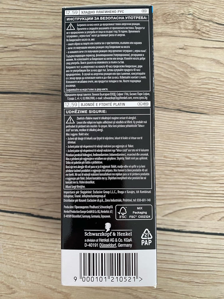 Syoss Blond Cool Blonds Haarfarbe, 12-59 Kühles Platinblond Stufe 3, 3er Pack (3 x 115 ml) Grau 1 st