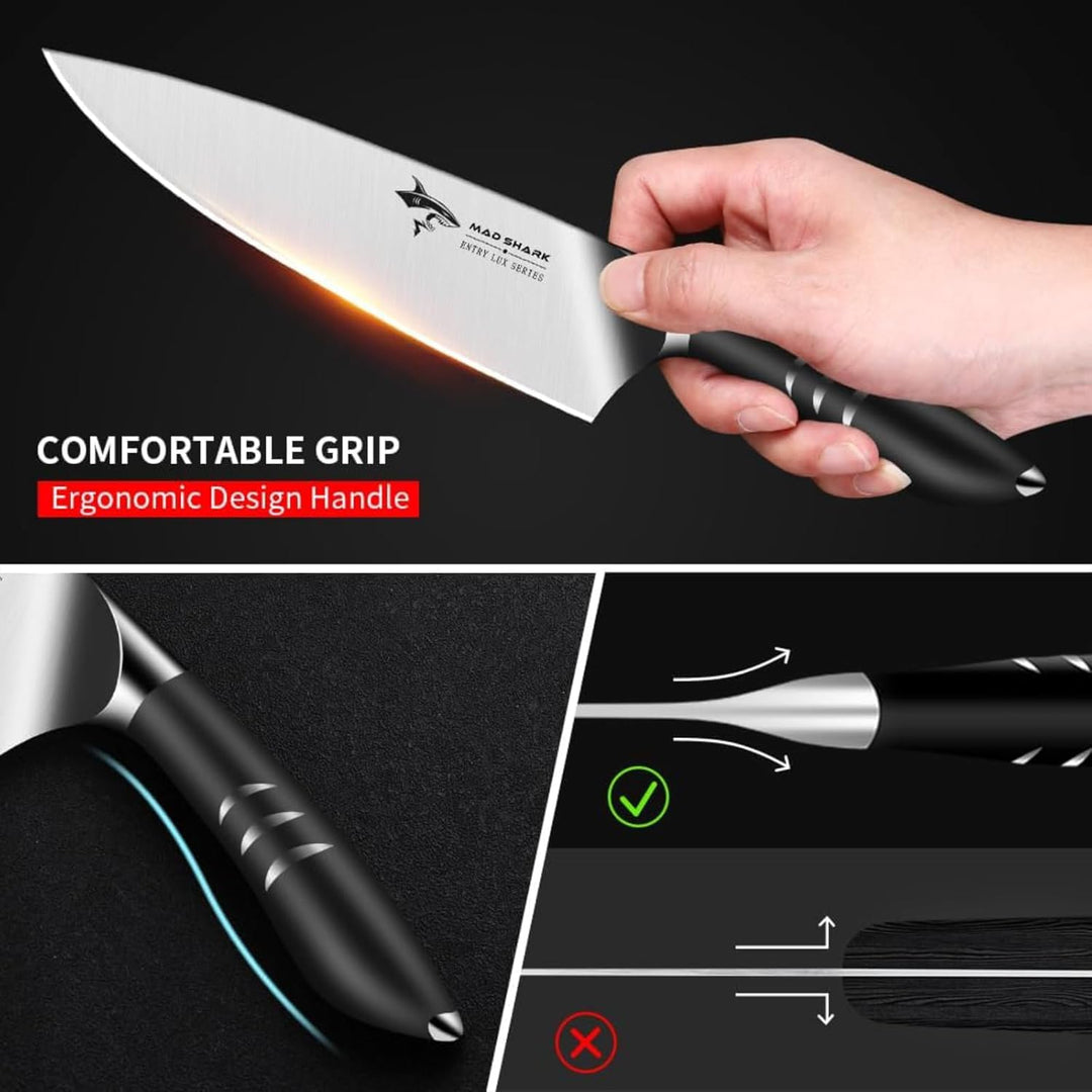 MAD SHARK Kochmesser 20 cm Küchenmesser aus rostfreiem Hochkohlensoffstahl – Profi Kochmesser mit er